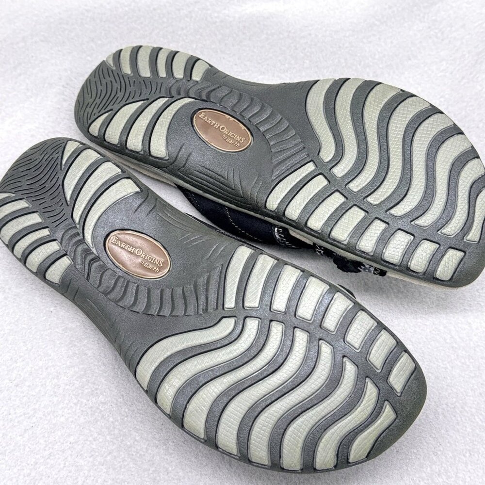 Womens Earth Origins Sandals Black Suede Floral Slides Adjustable Sander Sz 8.5 - Picture 5 of 10